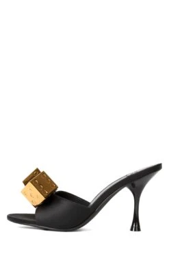 DICE -Outlet Elevated Steps Store dice jeffrey campbell black satin gold 6 160834