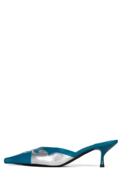 DILETTANTE -Outlet Elevated Steps Store dilettante heeled mule jeffrey campbell teal silver crinkle 6 236438