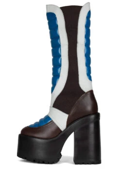 DIRT-BIKE -Outlet Elevated Steps Store dirt bike knee high boot jeffrey campbell black blue white 6 914589