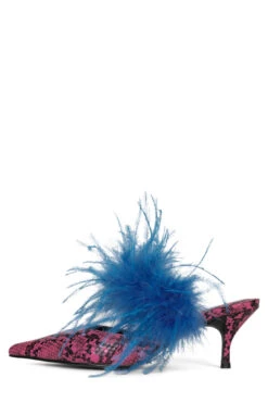 FEATHERING -Outlet Elevated Steps Store feathering heeled mule jeffrey campbell pink snake blue 6 717694