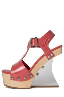 GALLERIA -Outlet Elevated Steps Store galleria jeffrey campbell dark pink patent silver 6 663866
