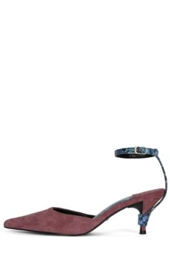 OPERATIVE -Outlet Elevated Steps Store operative heeled mule jeffrey campbell pink suede blue snake 6 251285