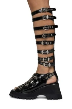 POST-PUNK -Outlet Elevated Steps Store post punk dv black crinkle patent 6 685558
