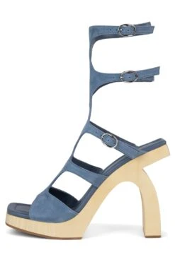 RIVALS -Outlet Elevated Steps Store rivals jeffrey campbell blue suede natural 6 134724