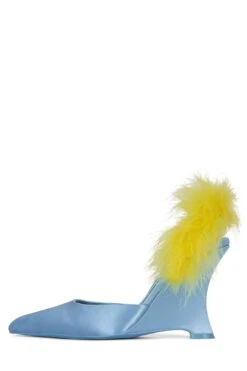Strategy SHOW-OFF -Outlet Elevated Steps Store show off jeffrey campbell blue satin yellow 6 889513