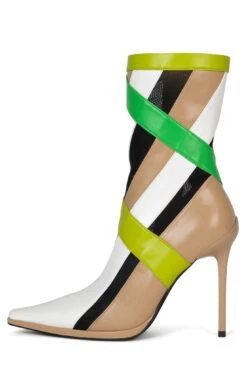 STRIPES -Outlet Elevated Steps Store stripes heeled bootie jeffrey campbell natural patent green multi 6 912954