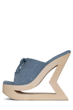 TRAPEZOID -Outlet Elevated Steps Store trapezoid platform sandal jeffrey campbell blue denim 6 117240